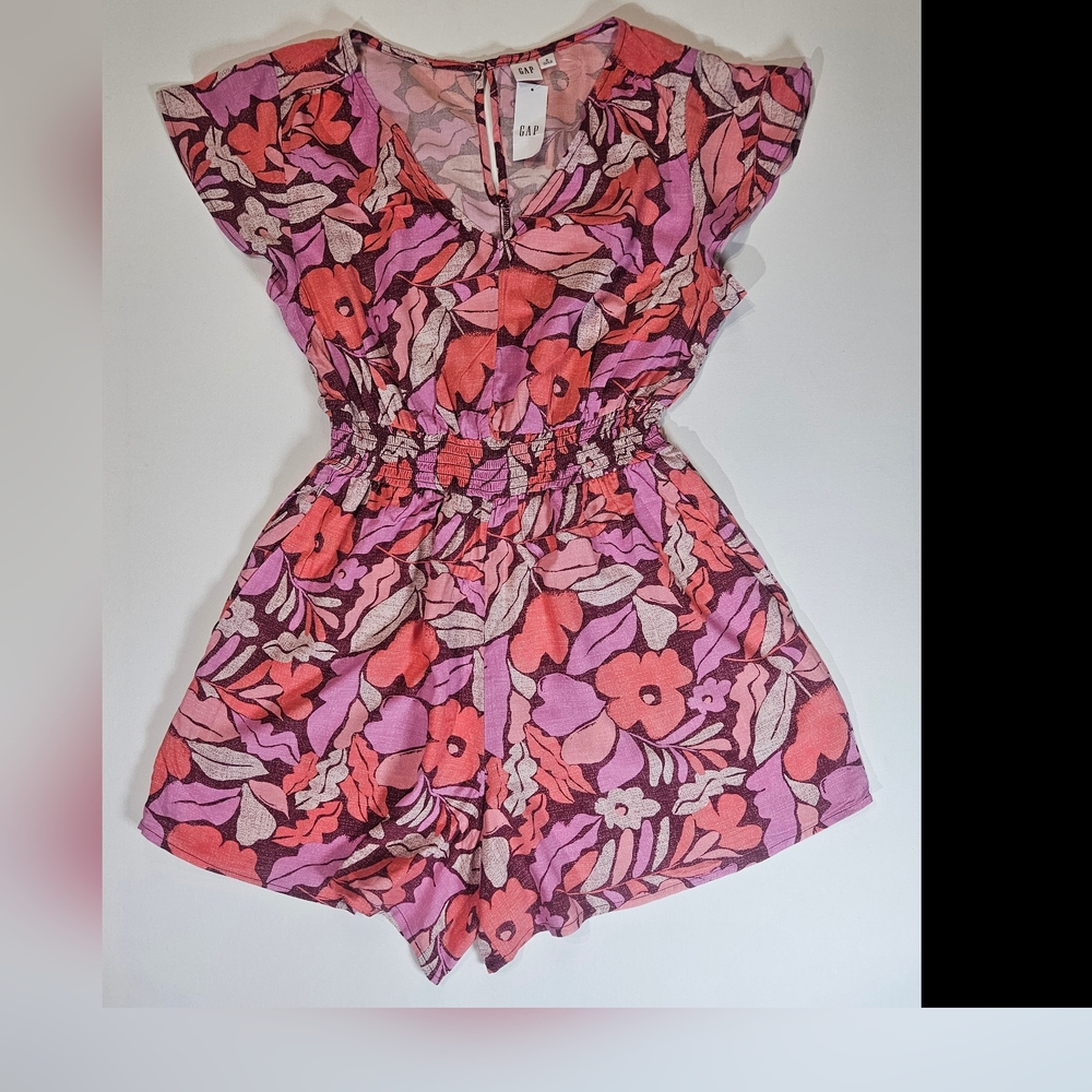 NWT Gap Romper Womens Small Pink Purple‎ Floral Print